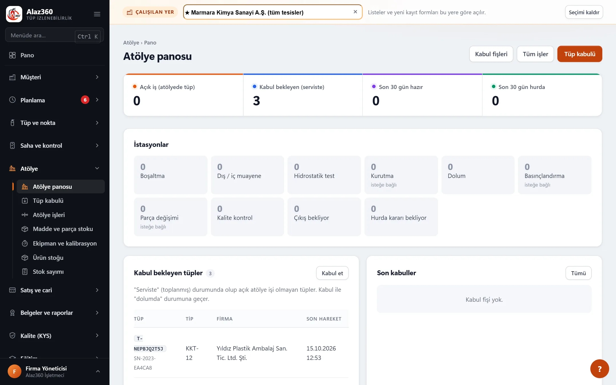 Alaz360 — Atölye panosu